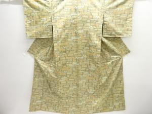 抽象花模様織り出し手織り紬着物